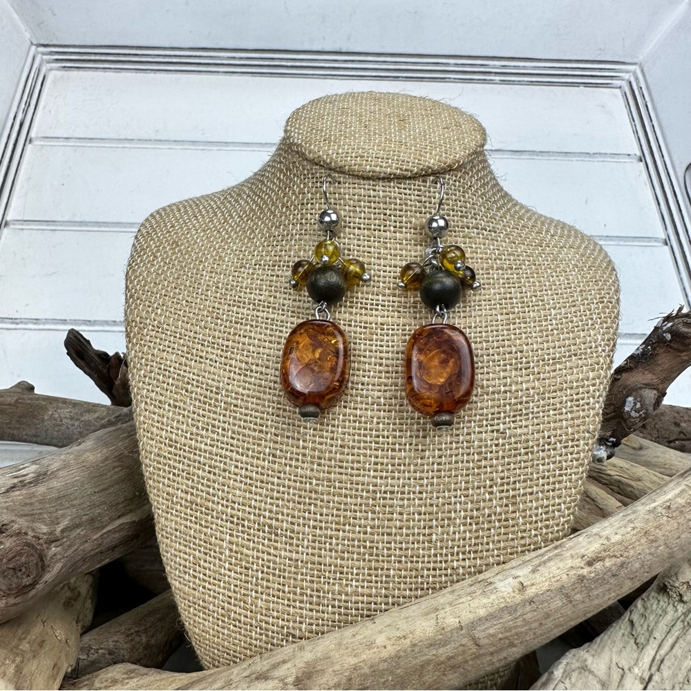 Elegant Faux Amber Dangle Earrings